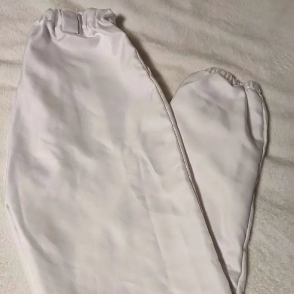 White Silky Pants W/ Elastic Waistband & Beltloops